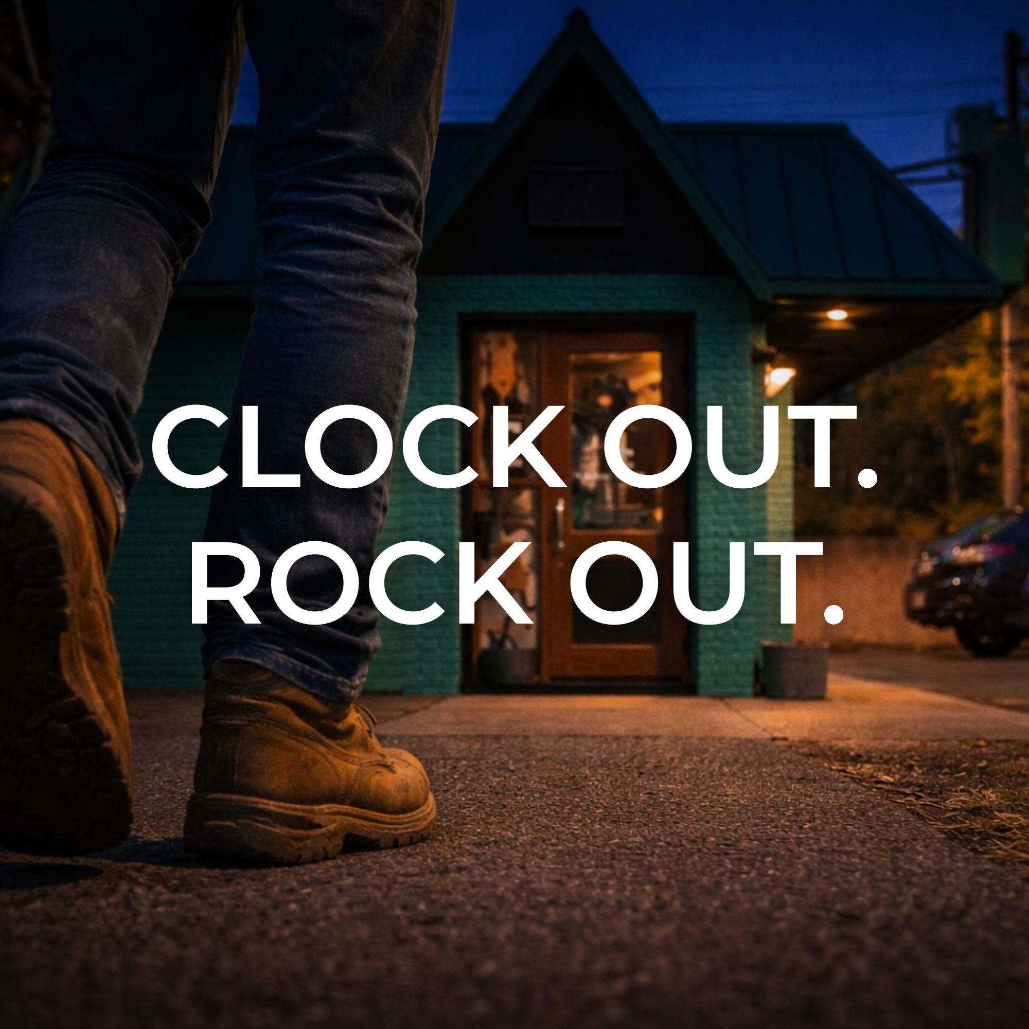 Person wearing red boots walking toward the entrance of Rockstarz Bar in Garden City, Michigan, symbolizing the transition from work to karaoke night.